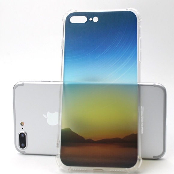 NEW iPhone 7/8 Plus Case Clear TPU Shockproof Slim Sunset FREE Screen Protector - Picture 2 of 5